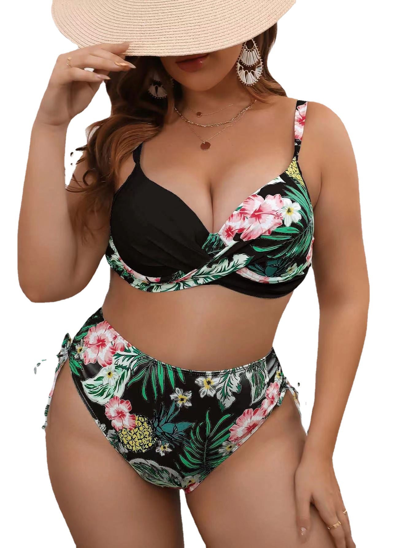 Women'S plus Size Split Bikini Printed Swimsuit